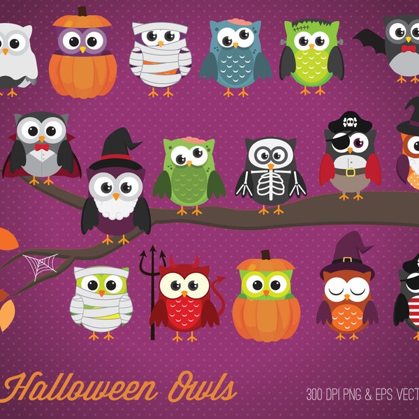BUY 4 GET 50% OFF Halloween owl clipart - halloween clipart - halloween clip art - owl clip art - autumn clipart - fall clip art