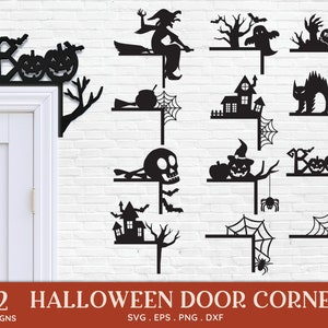 SVG-bundel Halloween-deurhoek: lasergesneden decor (digitale download)