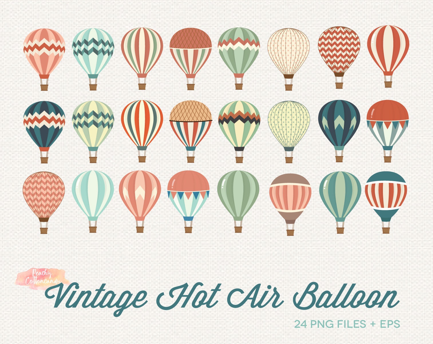 BUY 4 GET 50% OFF Vintage Hot Air Balloon Clipart - Hot Air Balloons ...