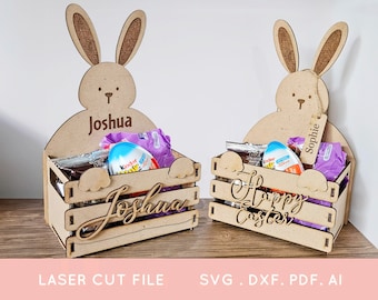 Osterhase Holzkiste Laser Cut Datei Osterkorb svg Laser-Datei Osterhasen-Korb Laser-Schnitt für Glühschmiede