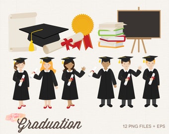 BUY 4 GET 50% OFF Graduation Clipart - Graduation Clip Art - School Clipart - Diploma Clipart - graduation digital clip art graduation party