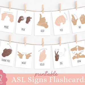 Buy 4 Get 50% Off Printable ASL Sign Language Flash Cards ASL Flashcards Montessori Cards Montessori Poster Decor Therapist Office Decor