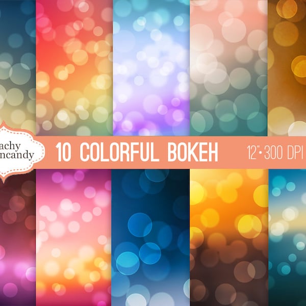 BUY 4 GET 50% OFF Colorful Bokeh Digital Papers - bokeh background digital paper - bokeh backgrounds photography overlay -Commercial Use Ok