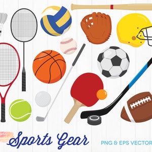 COMPRE 4 GANHE 50% OFF Clipart de esportes - clipart de esportes - clipart de equipamentos esportivos - equipamentos esportivos beisebol futebol basquete - uso comercial ok