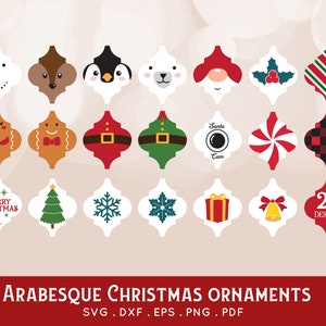 Arabesque kerstornament SVG-bundel: 20 tegelgesneden bestanden (digitale download)