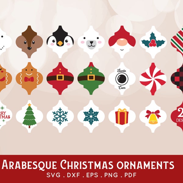 BUY 4 GET 50% OFF Arabesque Christmas Ornament svg bundle - christmas arabesque tile svg cut files for Cricut Silhouette dxf png jpg
