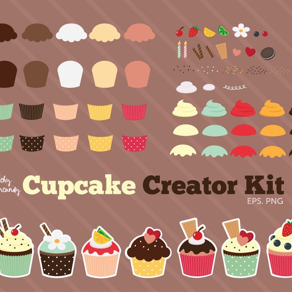 BUY 4 GET 50% OFF Create Your Own Cupcakes Clipart - Cupcakes Clip Art - Cupcake clipart - cupcake clip art - cake clipart birthday clipart