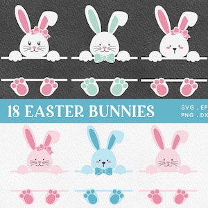 KAUFEN SIE 4 UND ERHALTEN SIE 50 % RABATT Osterhasen-Svg-Png-Eps - Osterhasen-Split-Monogramm-Svg - Osterhasen-Svg-Dateien für Cricut - SVG-Osterhase