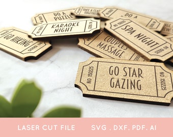 Date Night Tokens Laser Cut Files – 30 Valentine's Day Ideas (svg, dxf, pdf, ai)