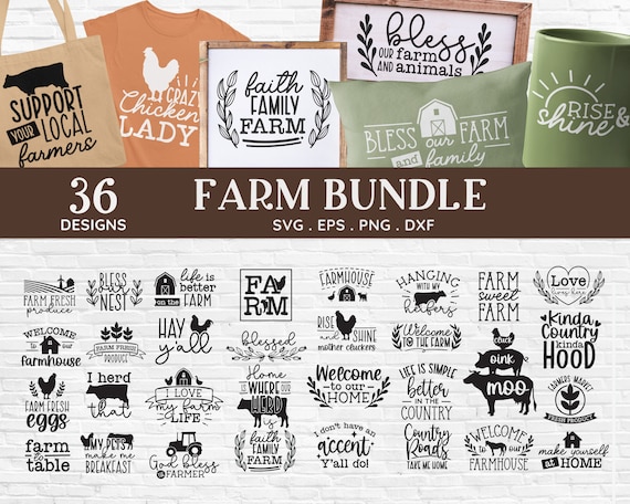 Farm SVG Bundle: Farmhouse Sign, Country Animal Designs (Digital Files)