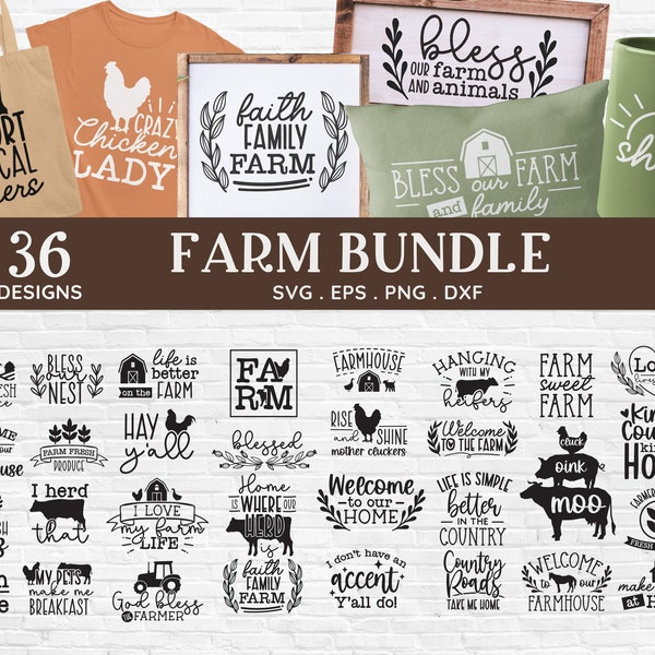 BUY 4 GET 50% OFF Farm svg bundle - Farmhouse Sign svg - country svg - farm animal chicken cow svg - family farm svg png for cricut