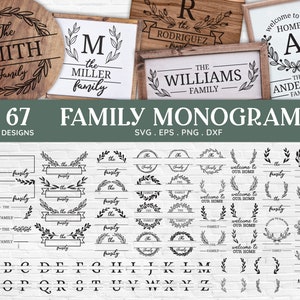 ACHETEZ 4 OBTENEZ 50 % DE RÉDUCTION Bundle monogramme famille svg nom de famille svg split monogramme svg nom de famille signe cricut glowforge fichier découpé au laser