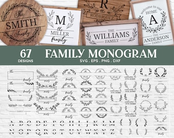 BUY 4 GET 50% OFF Family Monogram svg Bundle last name family name svg split monogram svg family name sign cricut glowforge laser cut file