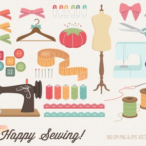 COMPRE 4 GANHE 50% OFF Clipart de costura - clipart de costura - clipart de moda - clipart de moda - clipart de botão de máquina de costura - uso comercial ok
