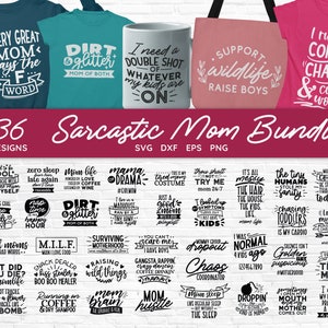 KOOP 4 KRIJG 50% KORTING Sarcastische moeder SVG bundel - grappige moeder SVG - moeder leven SVG PNG - grappige moeder shirt SVG gesneden bestand voor cricut