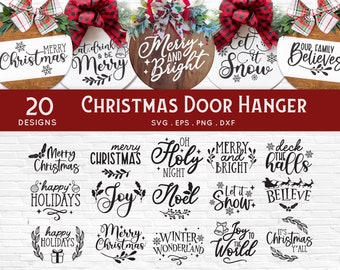 BUY 4 GET 50% OFF Christmas Round Door Hanger svg bundle - christmas ornaments svg bundle - Christmas Welcome Sign Porch Sign svg dxf png