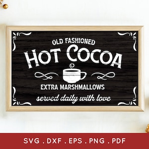 Winter Hot Cocoa Sign SVG: Farmhouse Christmas Decor (Digital Download)