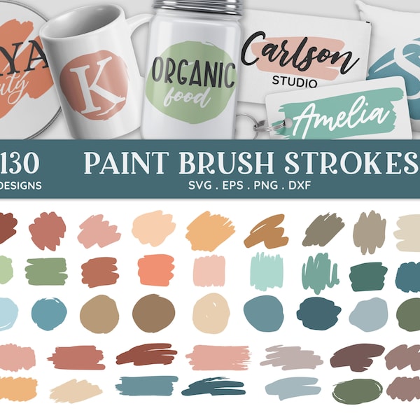 BUY 4 GET 50% OFF 130 Paint Brush Strokes svg Bundle - brush stroke svg png - keychain background svg - circle svg paint splatter svg png