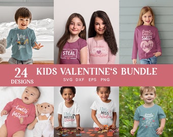 BUY 4 GET 50% OFF Kids Valentine svg bundle - girl and boy valentine svg for cricut -  kids girl and boy valentine shirt svg cut files