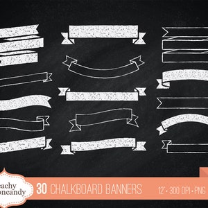 COMPRE 4 GANHE 50% DE DESCONTO 30 banners de quadro-negro digital - clipart de banner de fita de quadro de giz - clipart de fitas de quadro-negro - Uso comercial Ok