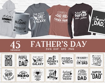 Vaderdag SVG-bundel: shirtontwerpen vader, Cricut-bestanden
