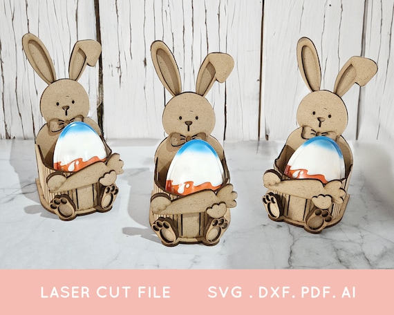 Bunny Easter Egg Holder Laser Cut File (svg, dxf, pdf, ai)
