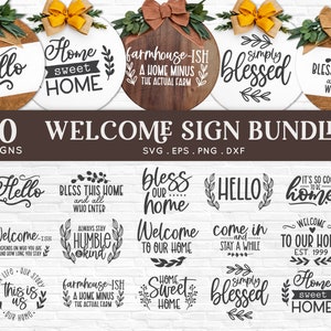 BUY 4 GET 50% OFF Welcome sign svg bundle Farmhouse Round Sign svg farmhouse welcome door sign svg home sweet home svg for cricut glowforge