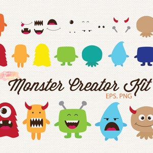 KAUFEN 4 GET 50 % Rabatt Monster Creator Kit Clipart - niedliche Monster ClipArt - Alien Clipart - Monster Party digitale Clipart - Monster Clipart