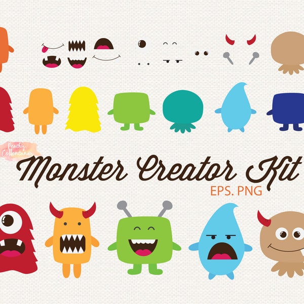 KAUFEN 4 GET 50 % Rabatt Monster Creator Kit Clipart - niedliche Monster ClipArt - Alien Clipart - Monster Party digitale Clipart - Monster Clipart