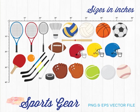 BUY 4 GET 50% OFF Sports Clipart Sports Clip Art Sports Gear Clipart Sports  Equipment Baseball Football Basketball Commercial Use Ok 