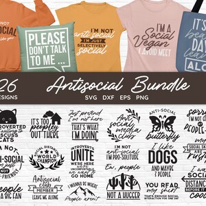Antisocial Sarcastic Quotes SVG Bundle: Funny Introvert Designs (Digital Cut Files)