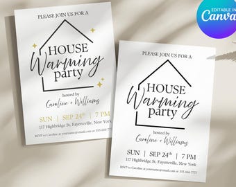 Modern Minimalist Housewarming Invitation: Editable Canva Template (5x7" Digital)