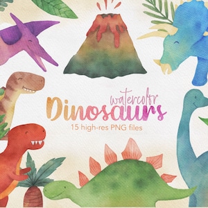 BUY 4 GET 50% OFF Watercolor Dinosaurs Clipart - Dinosaur Clip Art - Cute Dino Clipart - cute watercolour dinosaur Clip Art - dinosaur png