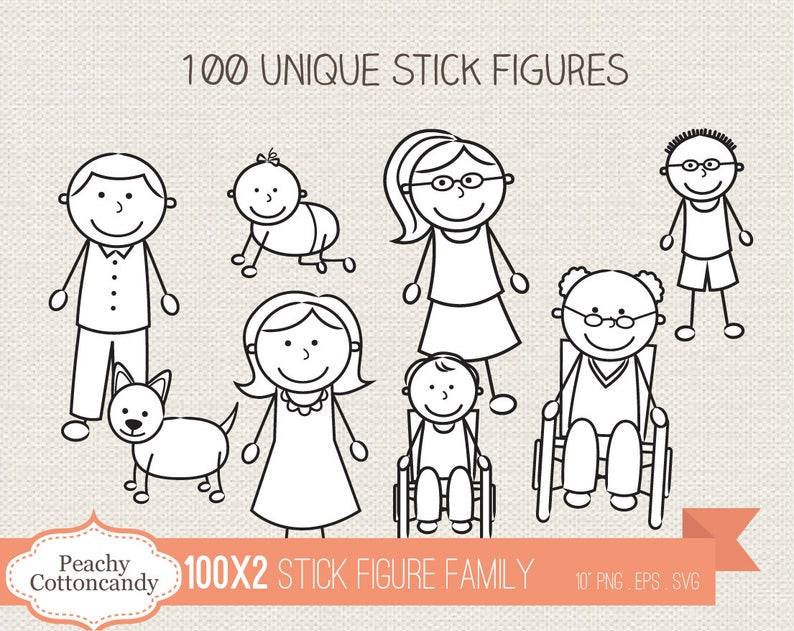 Download BUY 2 GET 1 FREE mega bundle Stick Figure family clipart ...