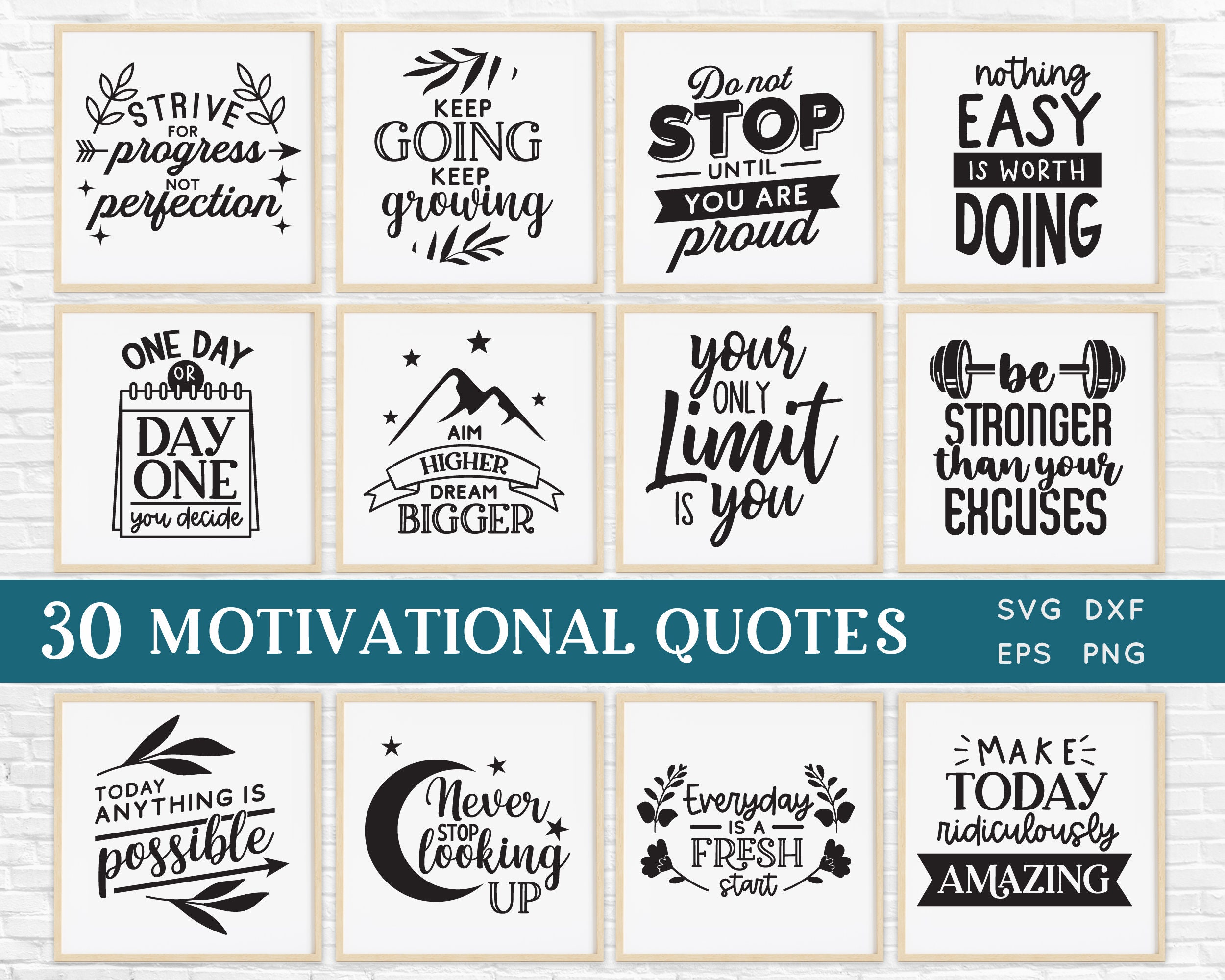 BUY 4 GET 50% OFF Motivational Quotes Svg Bundle Dxf Eps Png - Etsy
