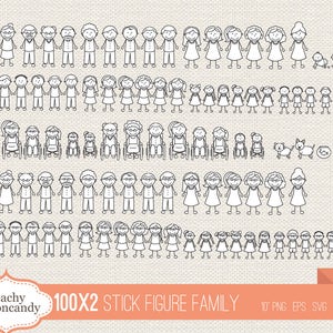 BUY 4 GET 50% OFF mega bundle Stick Figure family clipart - vector svg stick figure clipart - stick figure clip art - family stick figure