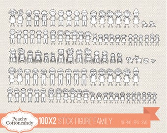 BUY 4 GET 50% OFF mega bundle Stick Figure family clipart - vector svg stick figure clipart - stick figure clip art - family stick figure