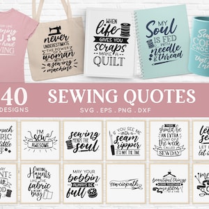 Nähen Zitate SVG Bundle: Handwerk & Nähmaschine Designs (Digitaler Download)