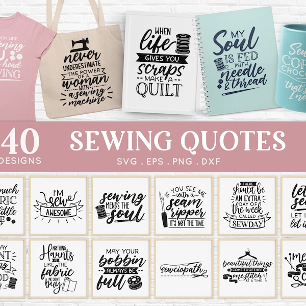 BUY 4 GET 50% OFF 40 Sewing Quotes svg Bundle dxf eps png -  sewing machine svg - crafting svg sewing svg cut file for cricut