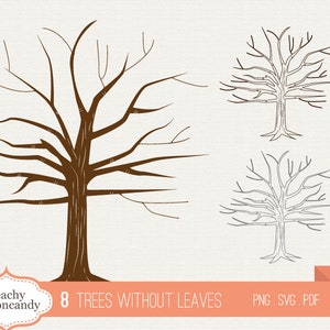 BUY 4 GET 50% OFF Bare Tree Clipart - Trees Clip Art - Thumbprint Tree Clipart - svg tree clip art - fingerprint guest book silhouette tree
