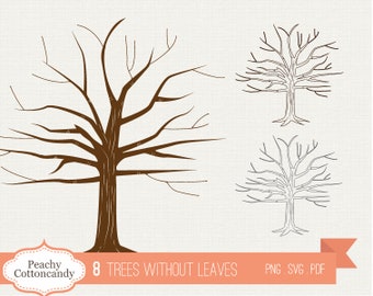 BUY 4 GET 50% OFF Bare Tree Clipart - Trees Clip Art - Thumbprint Tree Clipart - svg tree clip art - fingerprint guest book silhouette tree