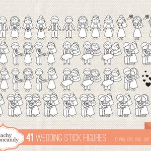 ACHETER 4 OBTENIR 50 % DE RÉDUCTION Mariage Stick Figure famille clipart - vecteur dxf svg couple stick figure clipart - valentine stick figure clip art