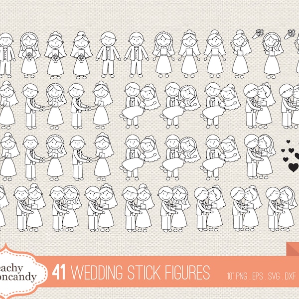 BUY 4 GET 50% OFF Wedding Stick Figure family clipart - vector dxf svg couple stick figure clipart - valentine stick figure clip art