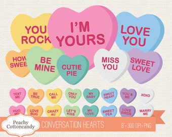 BUY 4 GET 50% OFF Conversation Heart clip art - conversation heart clipart - heart candy clipart - heart candy clip art - valentines clipart