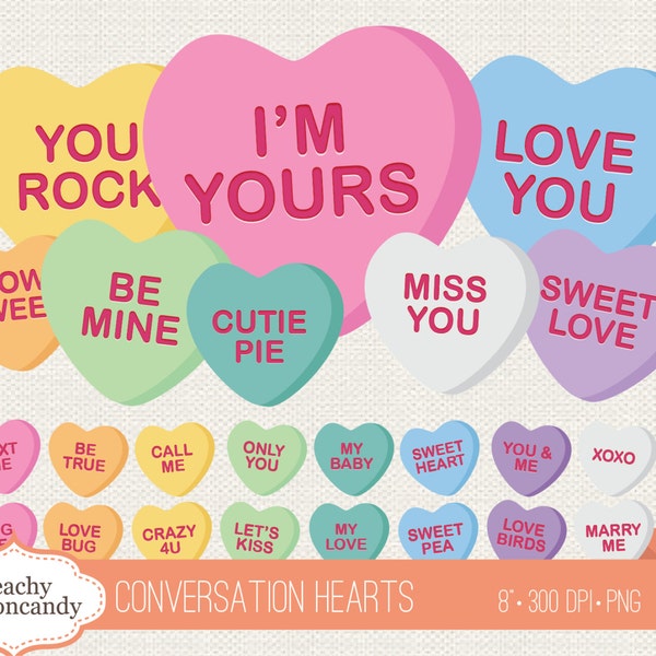 BUY 4 GET 50% OFF Conversation Heart clip art - conversation heart clipart - heart candy clipart - heart candy clip art - valentines clipart