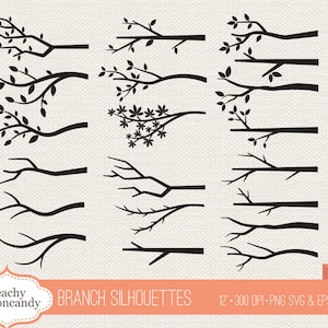 BUY 4 GET 50% OFF Branch silhouettes clipart - bare branch silhouette clip art - tree branch vector svg - tree svg clip art