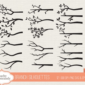 Branch Silhouettes Clipart: Tree Vector SVG, PNG, EPS (Digital Download)