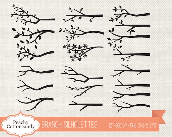 Buy 2 Get 1 Free Branch Silhouettes Clipart Bare Branch Etsy