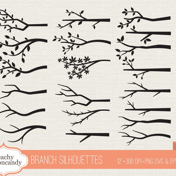 BUY 4 GET 50% OFF Branch silhouettes clipart - bare branch silhouette clip art - tree branch vector svg - tree svg clip art