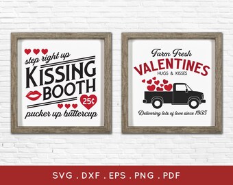Farm Fresh Valentines SVG: Kissing Booth Sign, Truck Design (Digital Files)